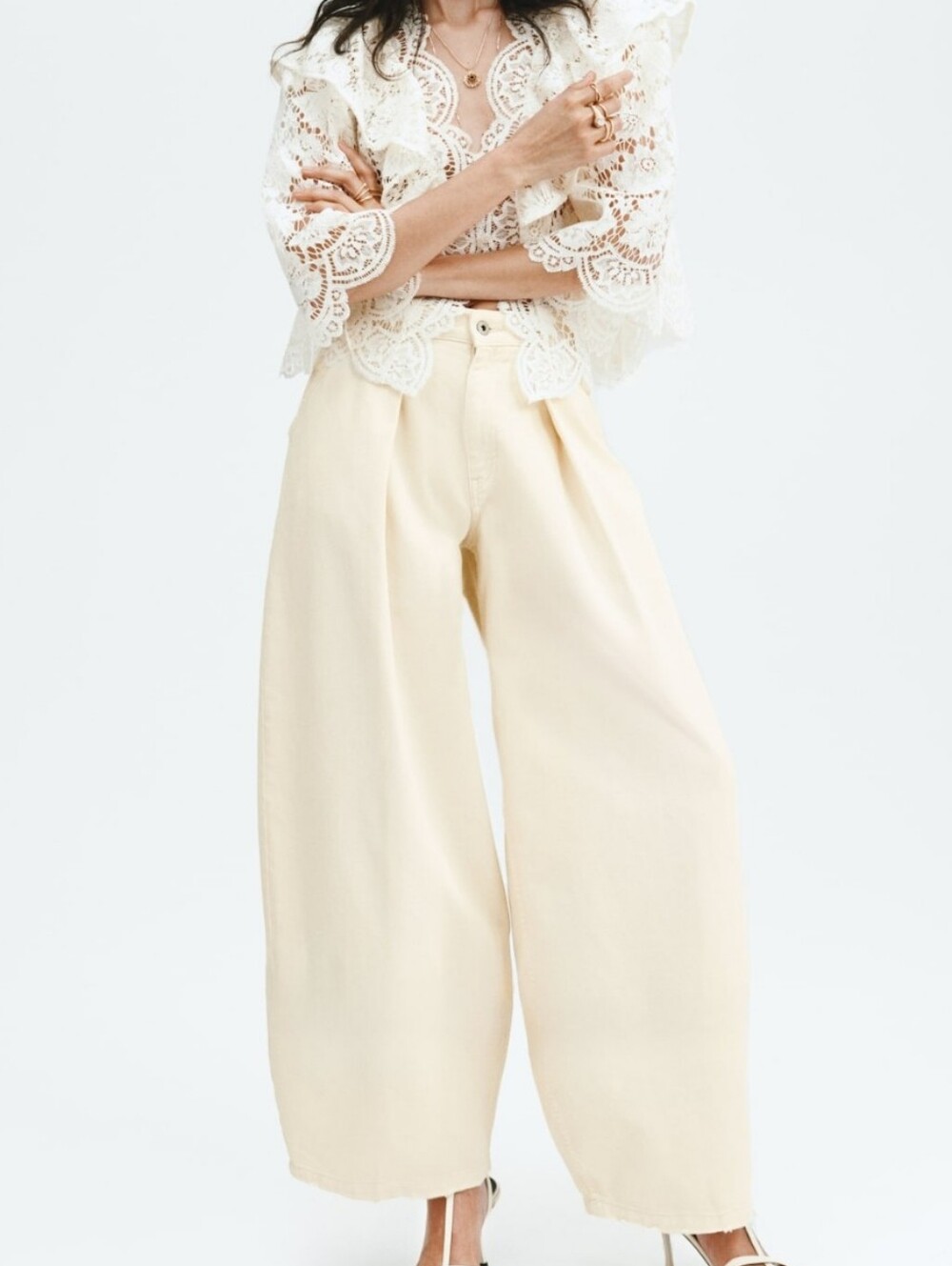 Pale Yellow Barrel Jeans - Picture 2 of 3